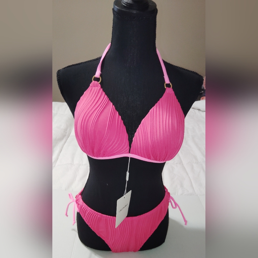 Pink Halter Bikini Set